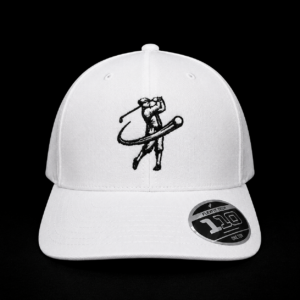 White Signature Golf Cap- Black Flexfit